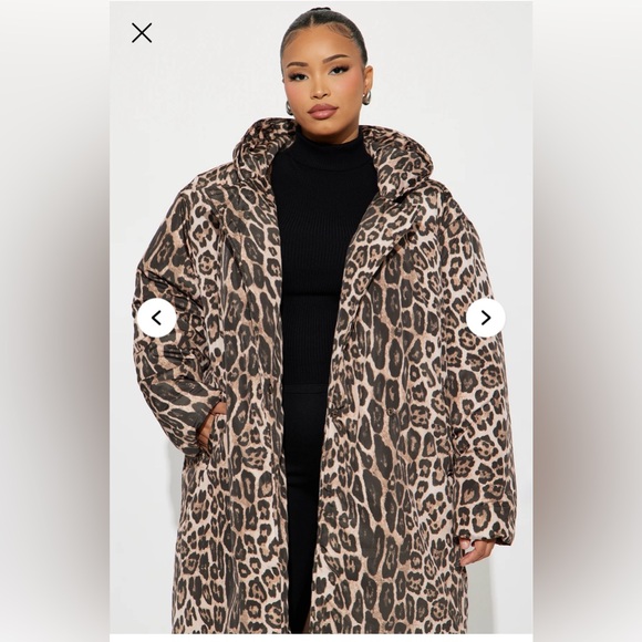 NWT Fashion Nova Leopard Print Puffer Coat SIZE 2X - Picture 2 of 4